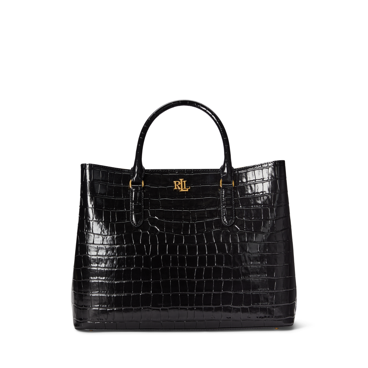 Embossed Leather Large Marcy Satchel 