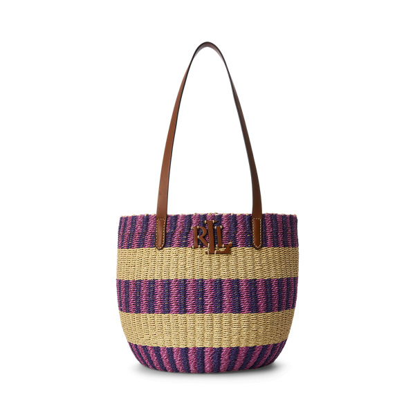 Striped Straw Medium Hartley Tote Bag Lauren 1