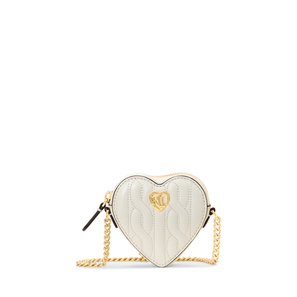 Quilted Leather Crossbody Heart Pouch