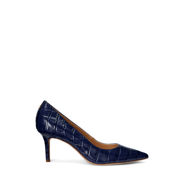 Lanette Crocodile-Embossed Leather Pump