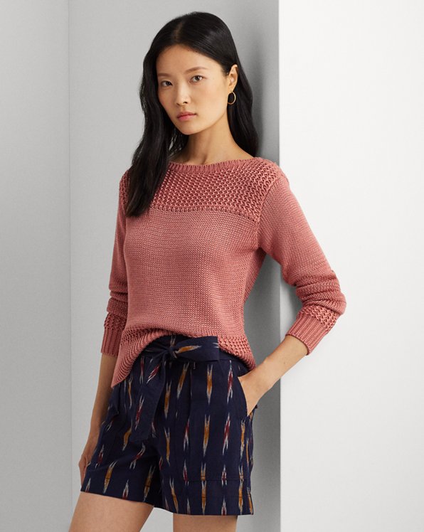 Cotton-Blend Boatneck Sweater