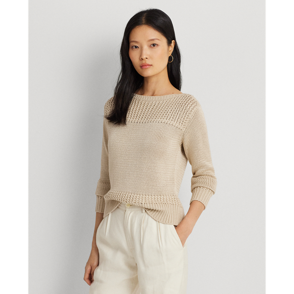 Cotton-Blend Boatneck Sweater Lauren 1