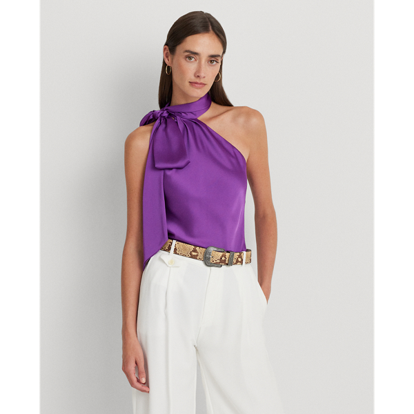 Charmeuse Tie-Neck Halter Blouse