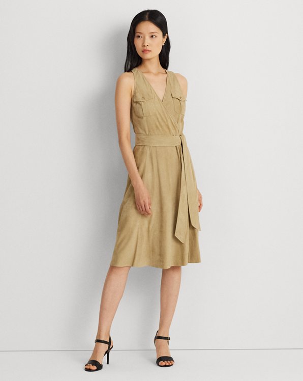 Belted Suede Sleeveless Dress