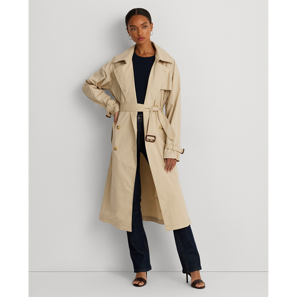 Katoenen poplin trenchcoat met riem