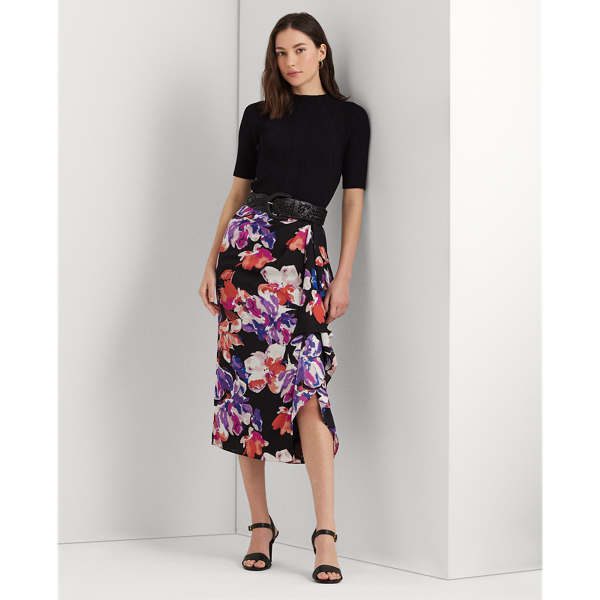 Floral Georgette Midi Skirt