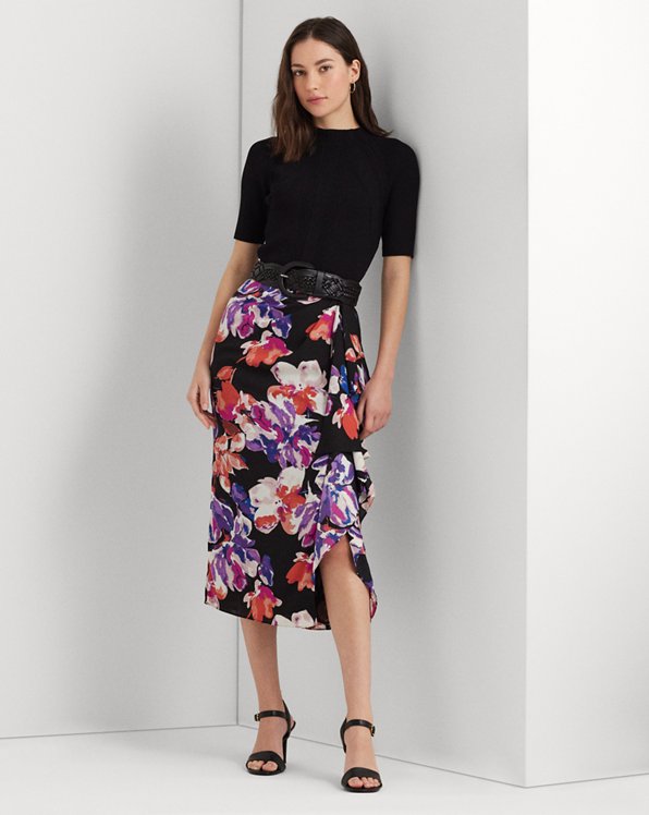 Floral Georgette Midi Skirt