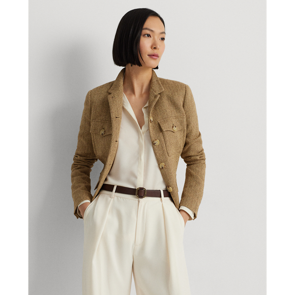 Linen-Blend Herringbone Jacket Lauren 1