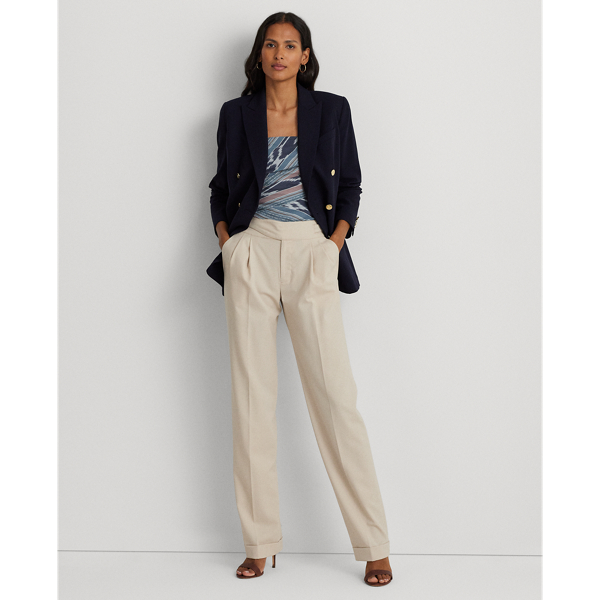 Pleated Wool-Blend Twill Straight Trouser