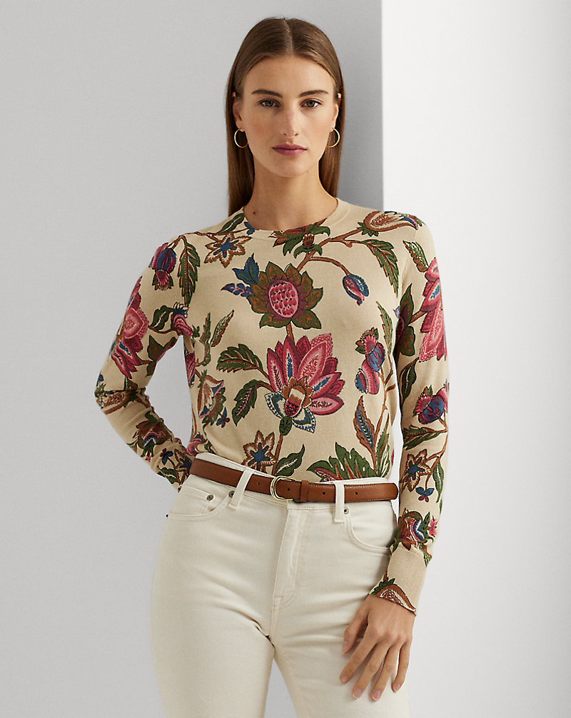 Floral Cotton-Blend Sweater Lauren 1