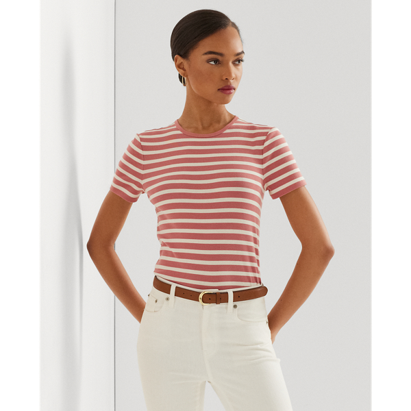 Striped Stretch Cotton Crewneck Tee