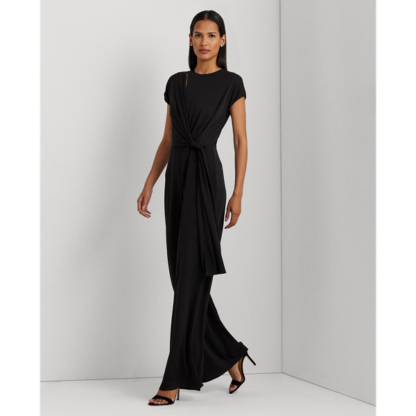 Tie-Front Jersey Wide-Leg Jumpsuit Lauren 1