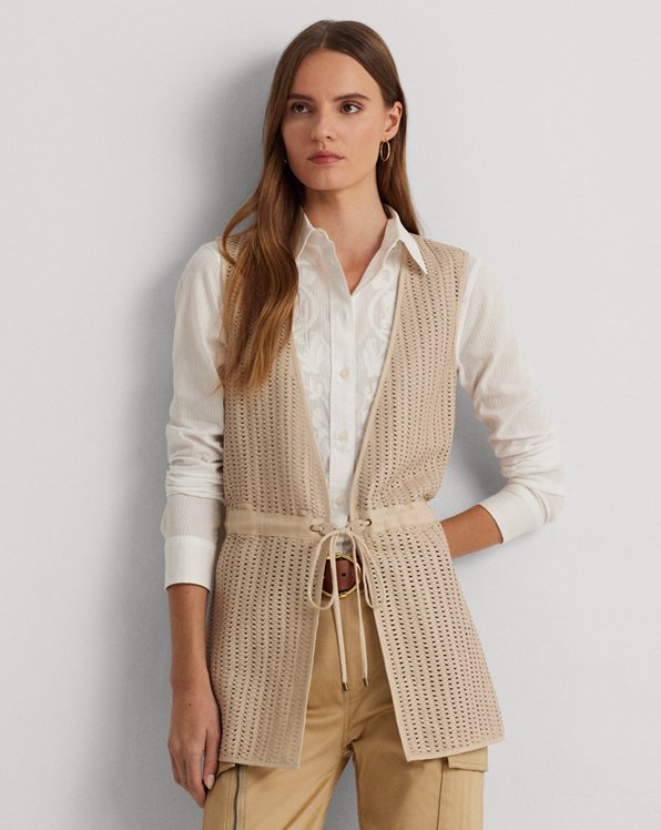Woven Leather &amp; Cotton-Blend Twill Gilet