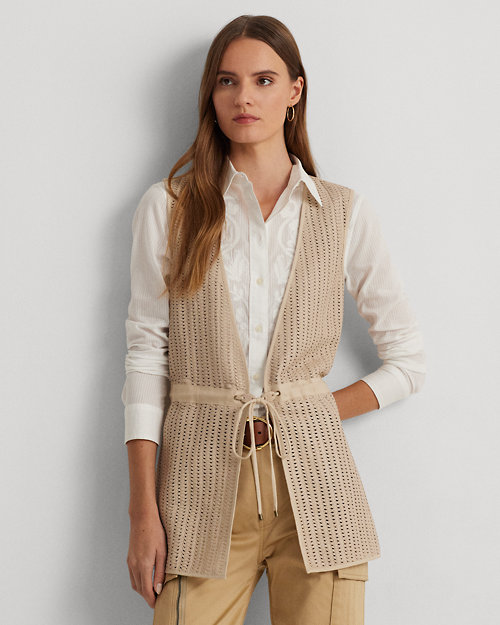 Woven Leather & Cotton-Blend Twill Vest