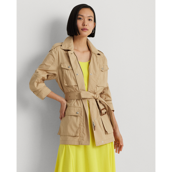 Belted Cotton Twill Field Jacket Lauren Petite 1