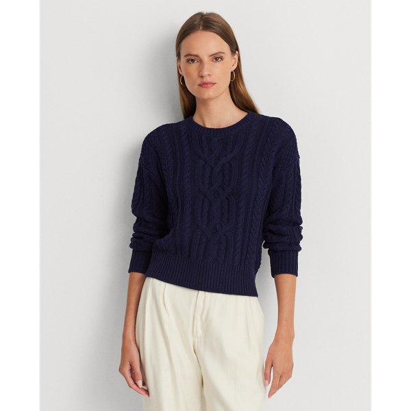 Cable-Knit Cotton Crewneck Jumper