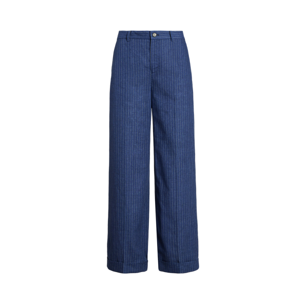 Striped linen sales cropped pants