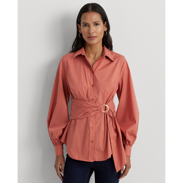 Tie-Front Cotton-Blend Shirt