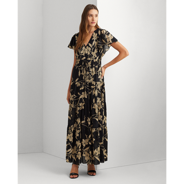 Floral Cotton Voile Tiered Maxidress