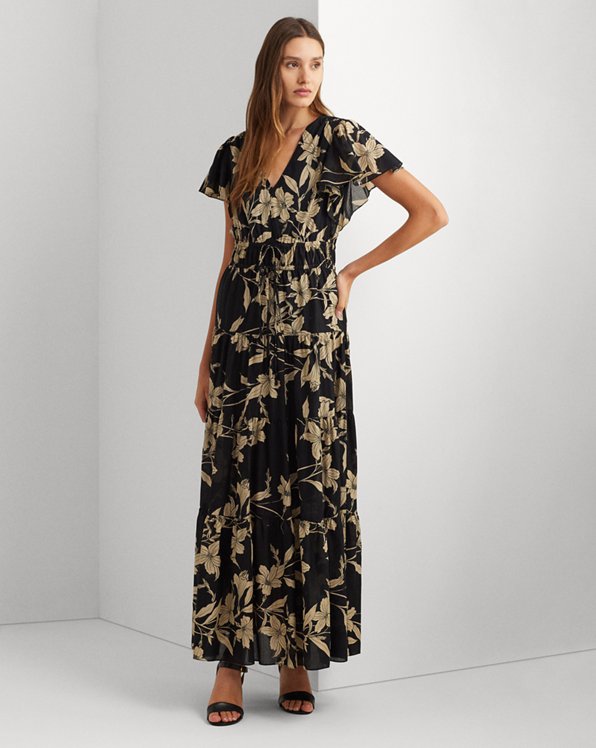 Floral Cotton Voile Tiered Maxidress