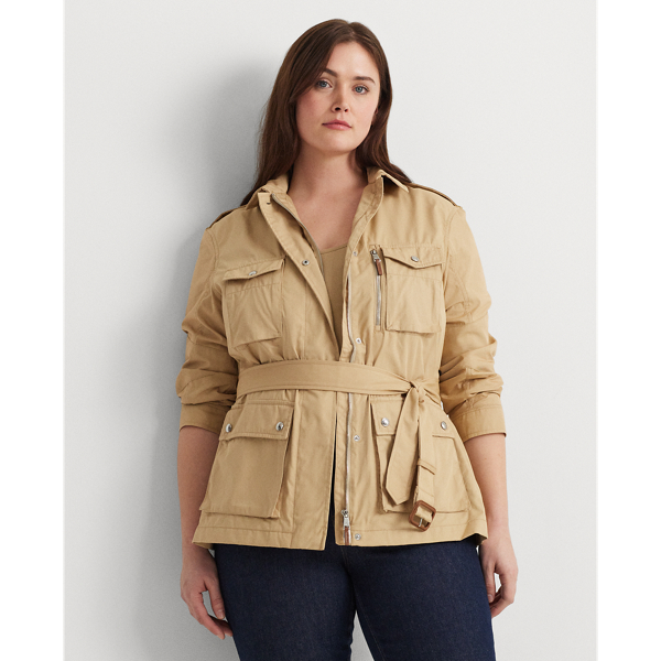 Belted Cotton Twill Field Jacket