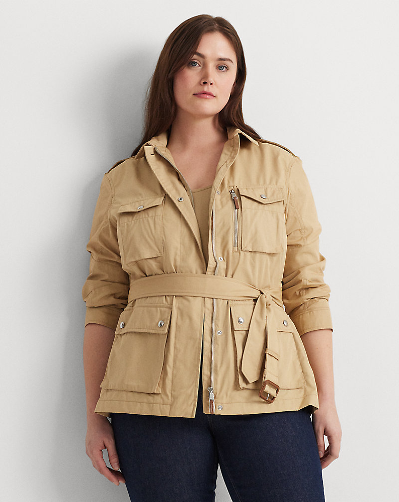 Belted Cotton Twill Field Jacket Lauren Woman 1
