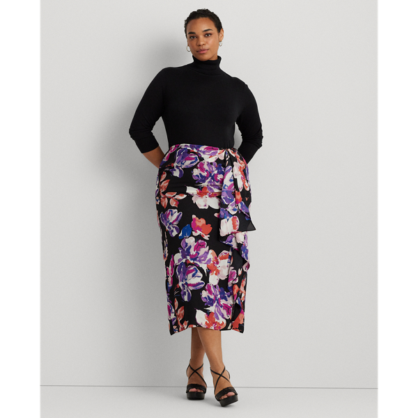 Floral Georgette Midi Skirt