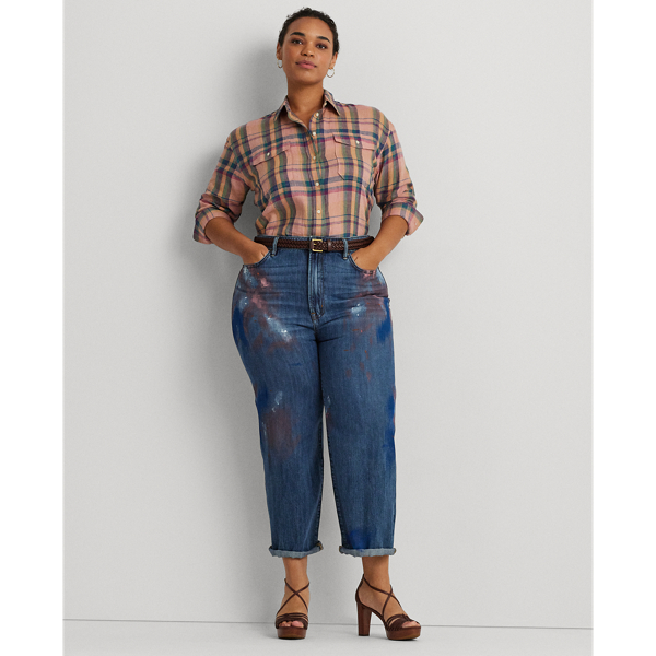 Painted High-Rise Relaxed Cropped Jean