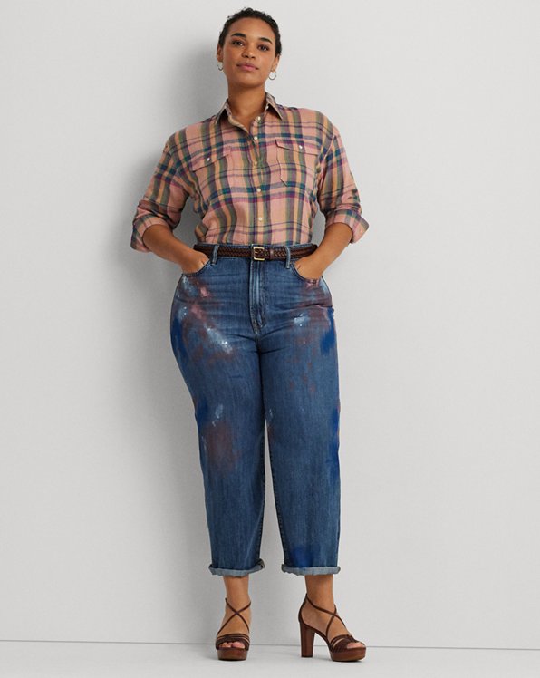Painted High-Rise Relaxed Cropped Jean