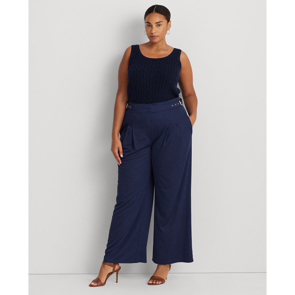 Pleated Stretch Jersey Wide-Leg Pant