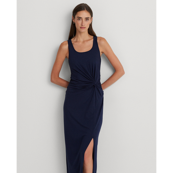 Twist-Front Jersey Sleeveless Dress Lauren 1