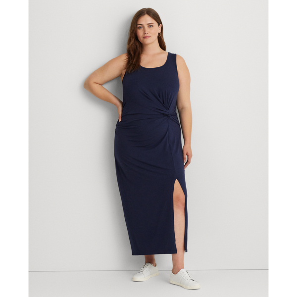 Twist-Front Jersey Sleeveless Dress