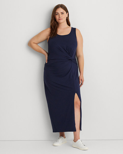 Twist-Front Jersey Sleeveless Dress
