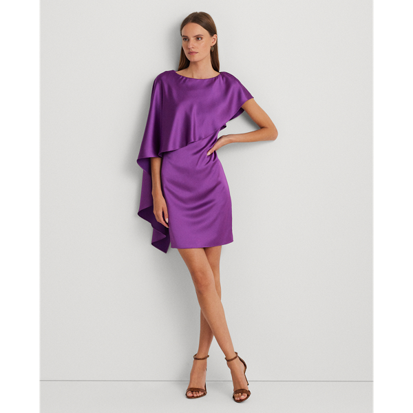 Robe de cocktail à cape en satin