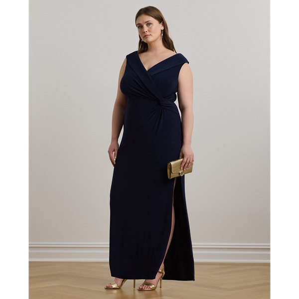 Jersey Off-the-Shoulder Gown Lauren Woman 1