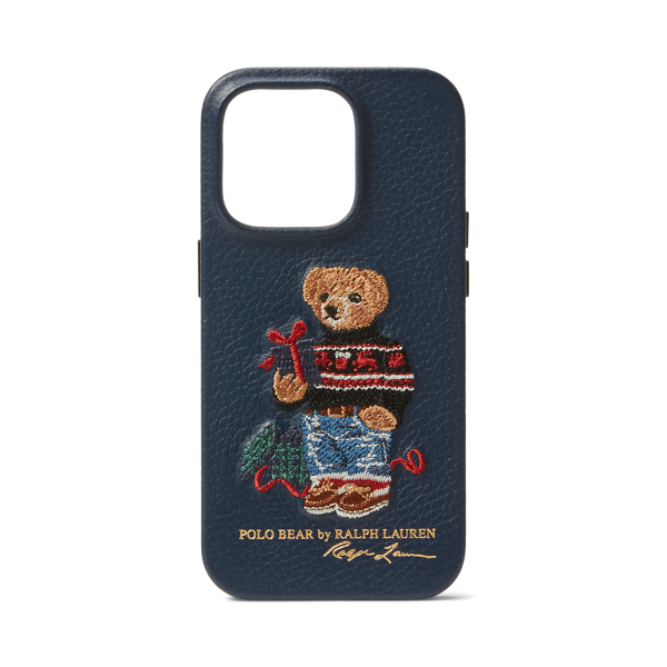 Coque iPhone 15 Polo Bear en cuir
