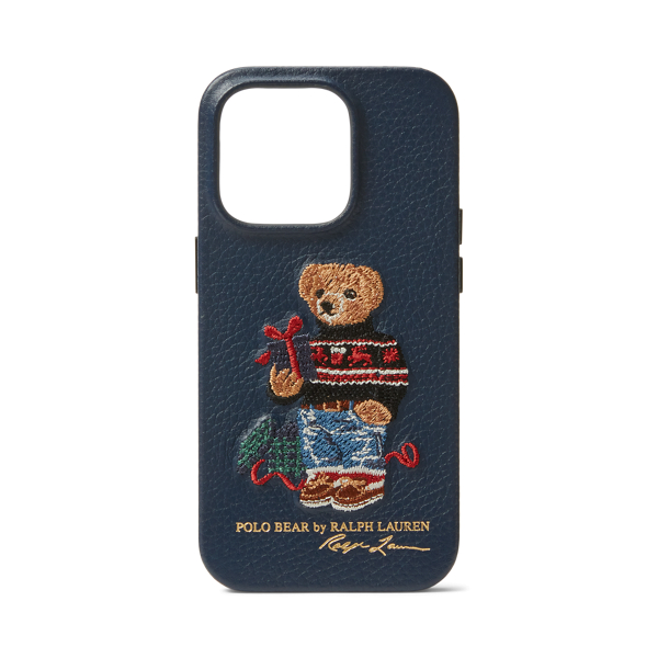 Leren iPhone 15-hoesje met Polo Bear