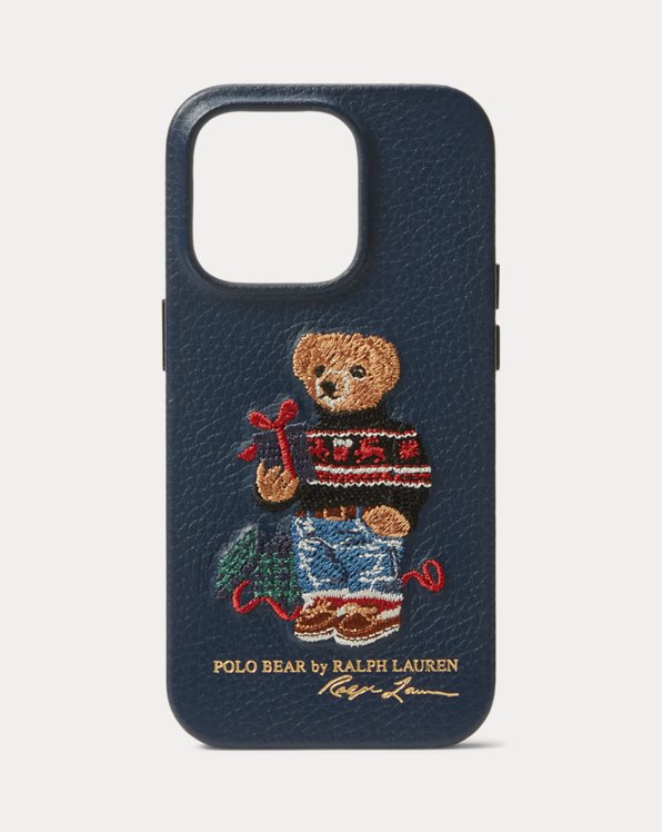 Coque iPhone 15 Pro Polo Bear en cuir