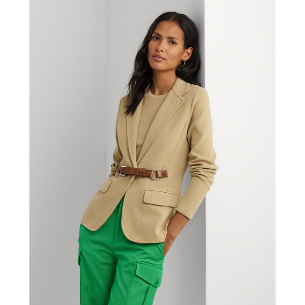 Buckle-Trim Cotton-Blend Blazer