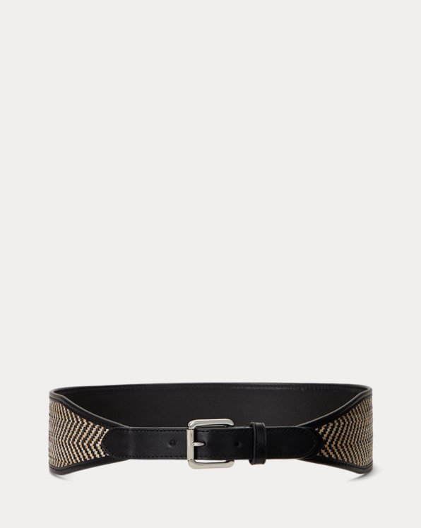 Herringbone & Leather Wide Belt