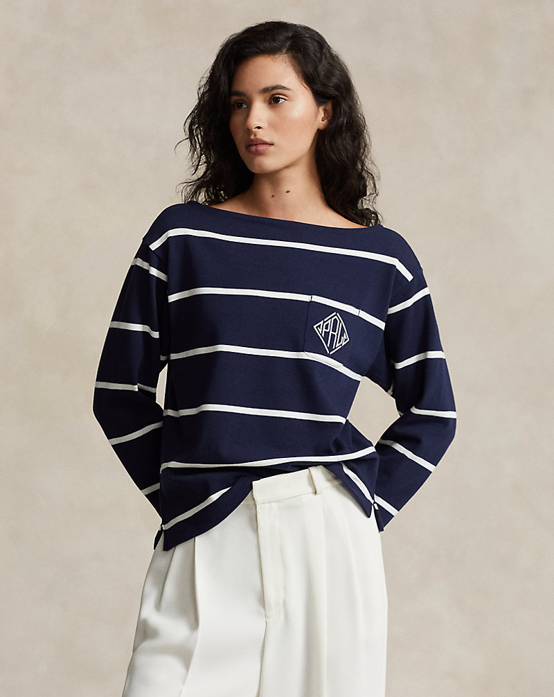 Monogram Logo Striped Jersey T-Shirt Polo Ralph Lauren 1