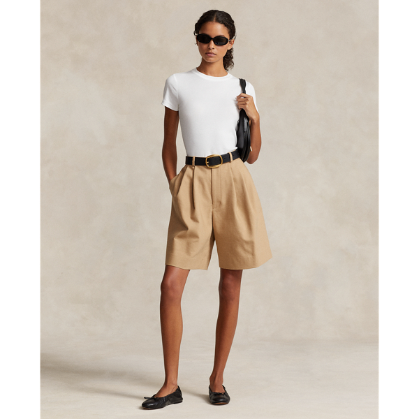 Relaxed Fit Long Pleated Short