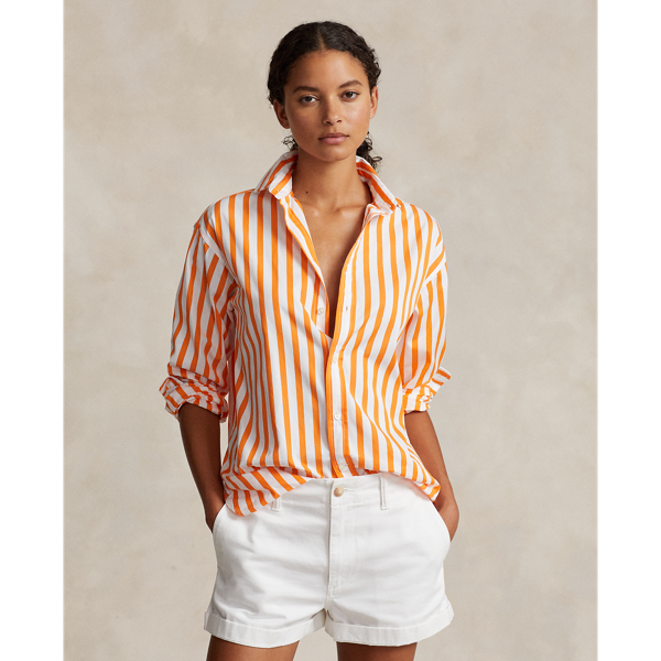 Orange striped shirt womens top