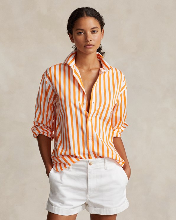 Camicia in cotone a righe Relaxed-Fit
