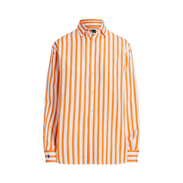 Orange and white striped shirt discount