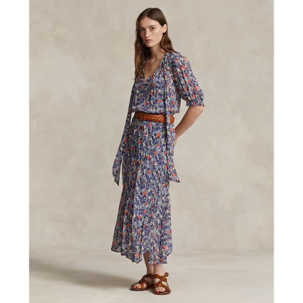 Floral georgette dress ralph lauren sales