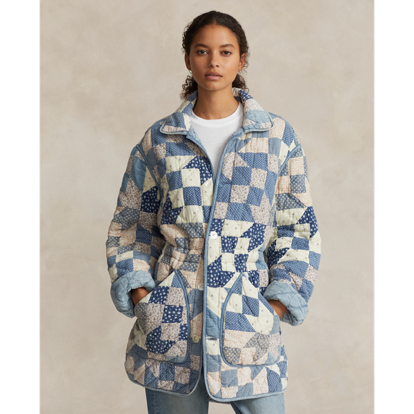 Wendbare Steppjacke mit Patchwork-Motiv