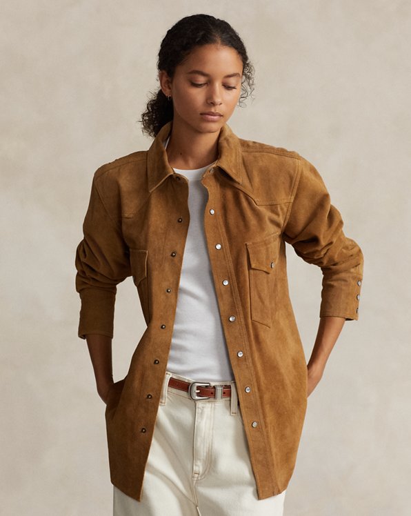 Relaxed Fit Suede Western Shirt