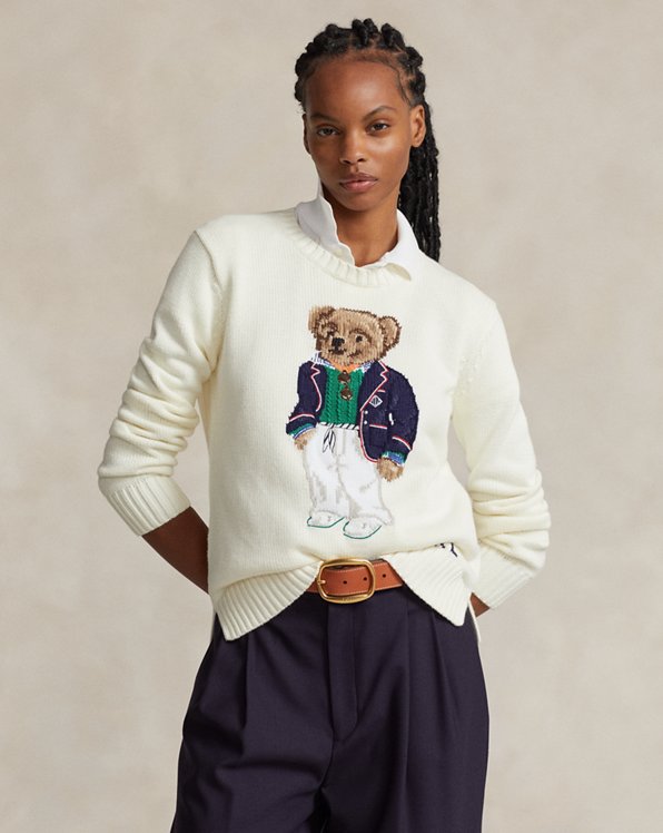 Polo Bear Cotton Crewneck Sweater