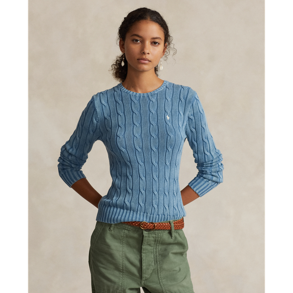 Cable-Knit Cotton Crewneck Sweater